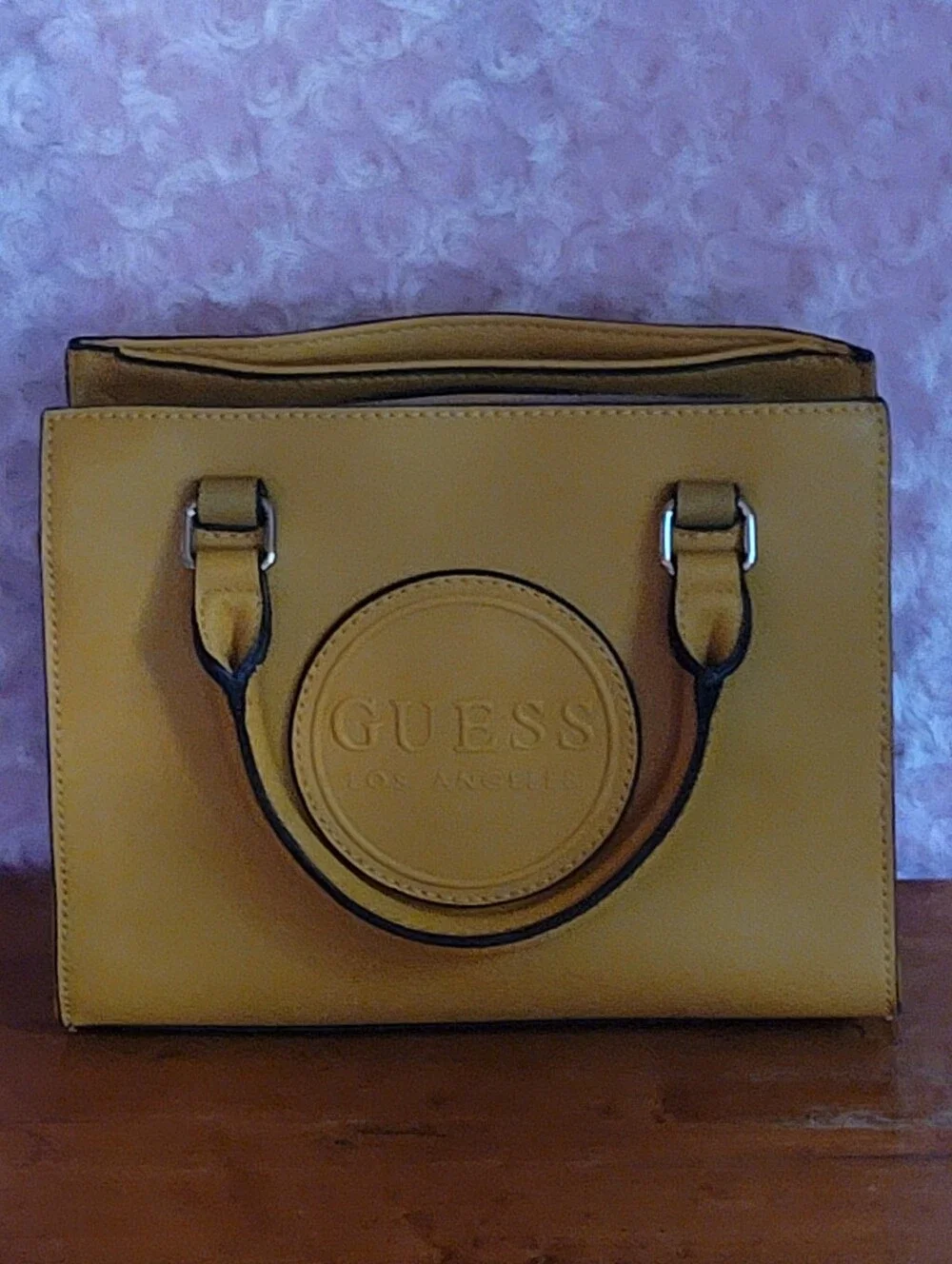 GUESS Mustard Yellow Structured Top-Handle Satchel